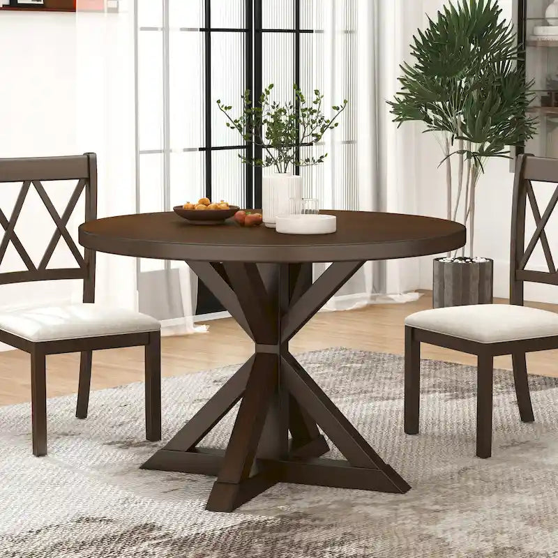 Round Cross-Buck Base Dining Table - 47.25 Diameter
