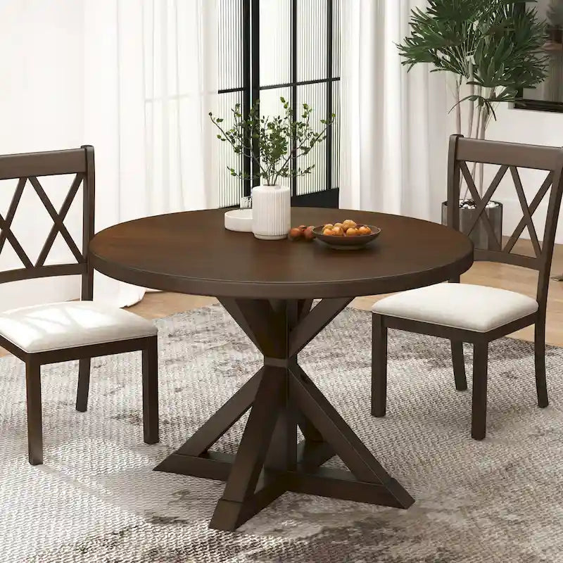 Round Cross-Buck Base Dining Table - 47.25 Diameter