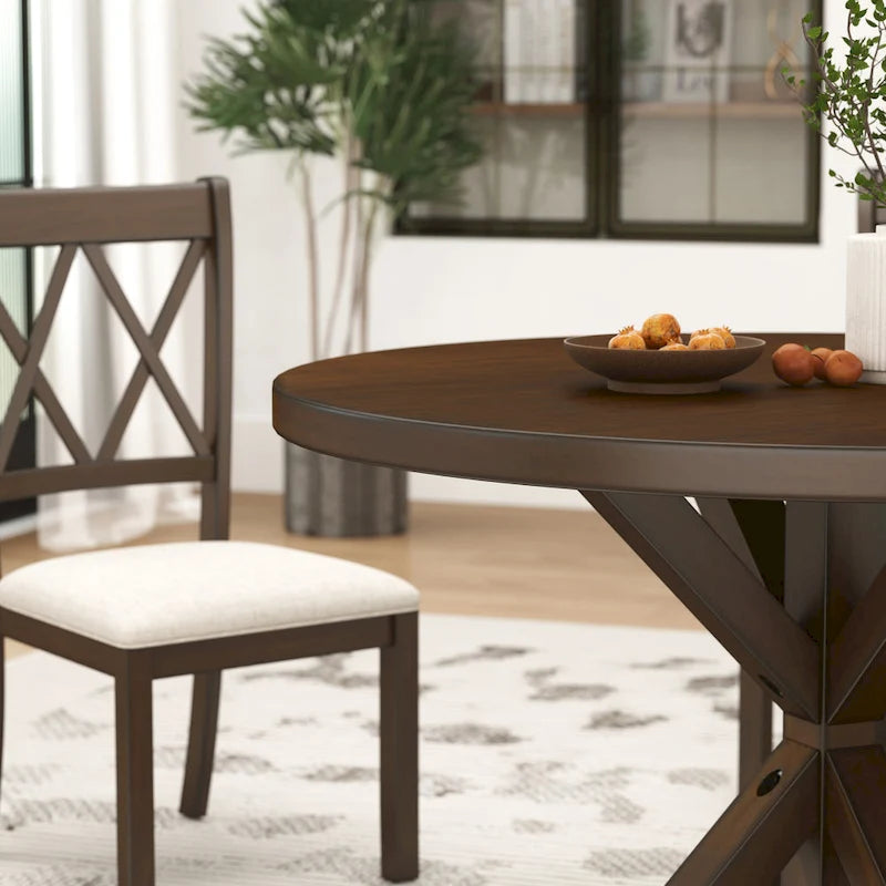 Round Cross-Buck Base Dining Table - 47.25 Diameter