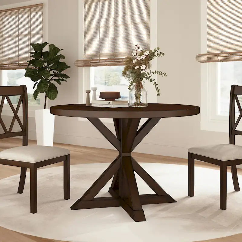 Round Cross-Buck Base Dining Table - 47.25 Diameter