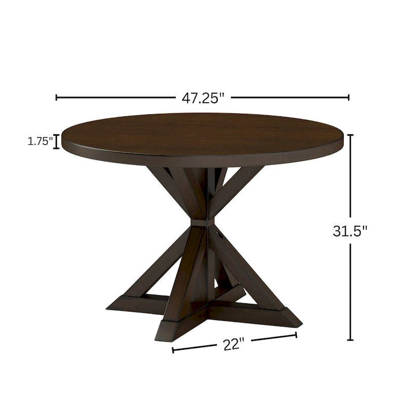 Round Cross-Buck Base Dining Table - 47.25 Diameter