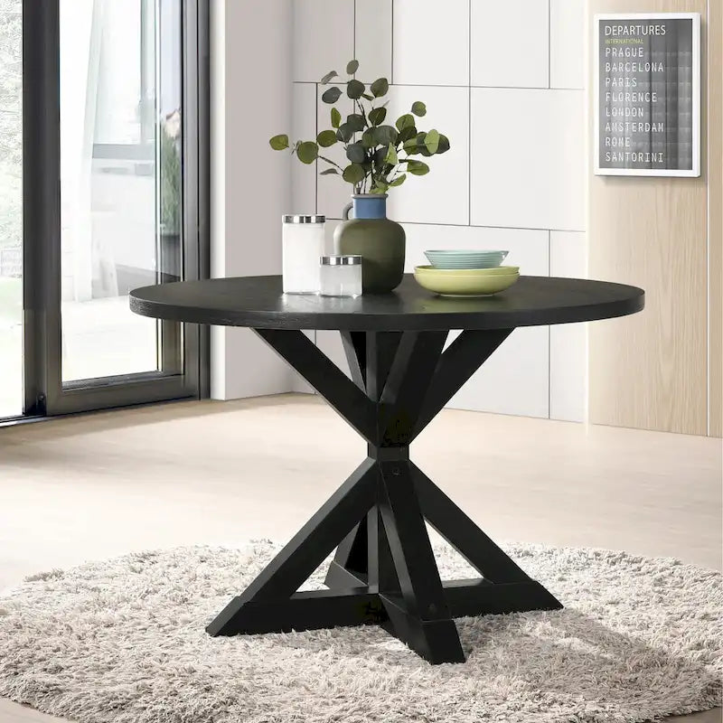 Round Cross-Buck Base Dining Table - 47.25 Diameter