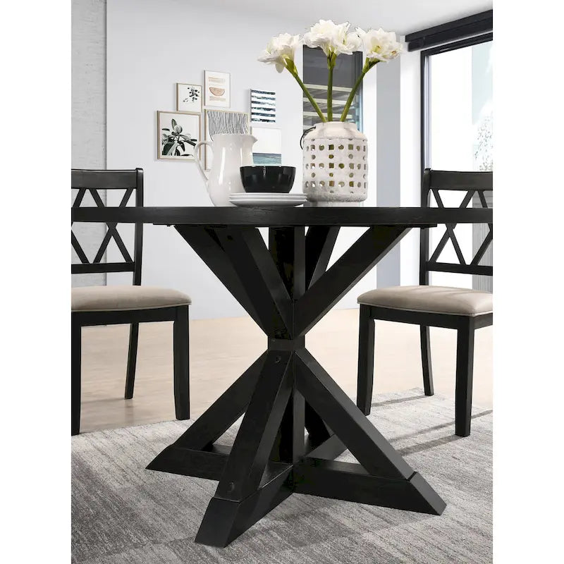Round Cross-Buck Base Dining Table - 47.25 Diameter