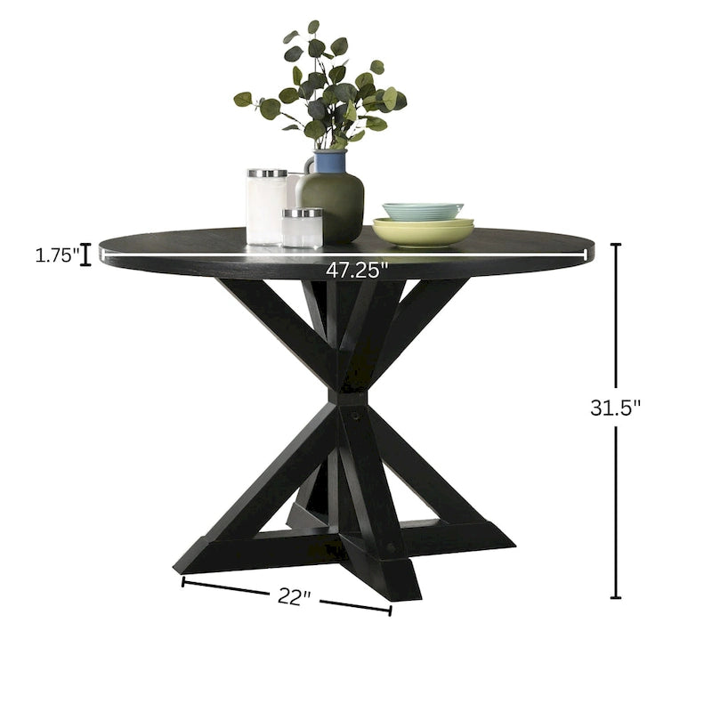 Round Cross-Buck Base Dining Table - 47.25 Diameter