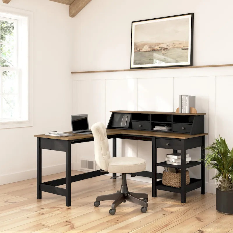 60W L Shaped Computer Desk with Organizer