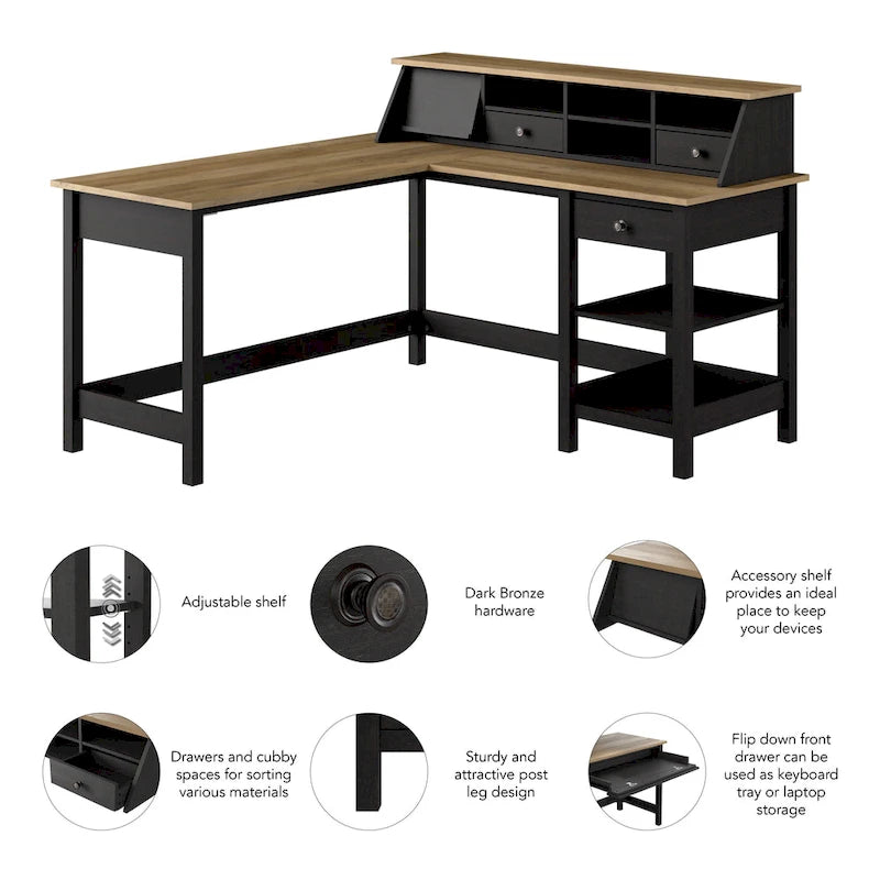 60W L Shaped Computer Desk with Organizer