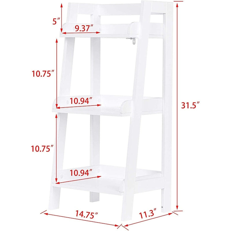 3-Tier Ladder Shelf, Bathroom Shelf Freestanding, Open Wood Shelving Unit