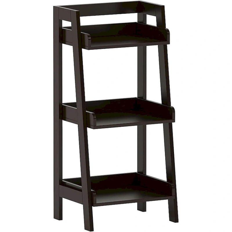 3-Tier Ladder Shelf, Bathroom Shelf Freestanding, Open Wood Shelving Unit