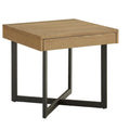Wood Finish End Table with One Drawer