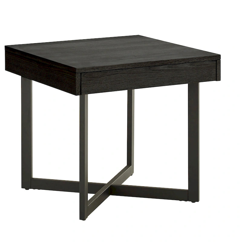 Wood Finish End Table with One Drawer