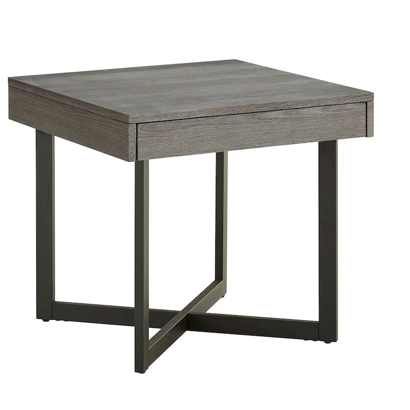 Wood Finish End Table with One Drawer