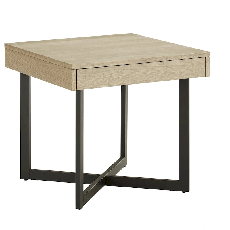 Wood Finish End Table with One Drawer