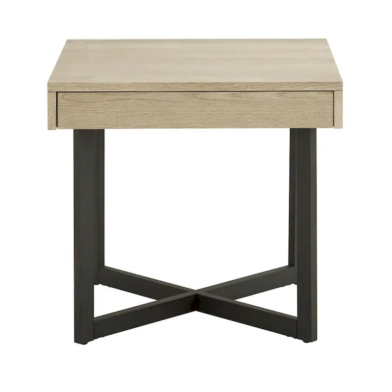Wood Finish End Table with One Drawer