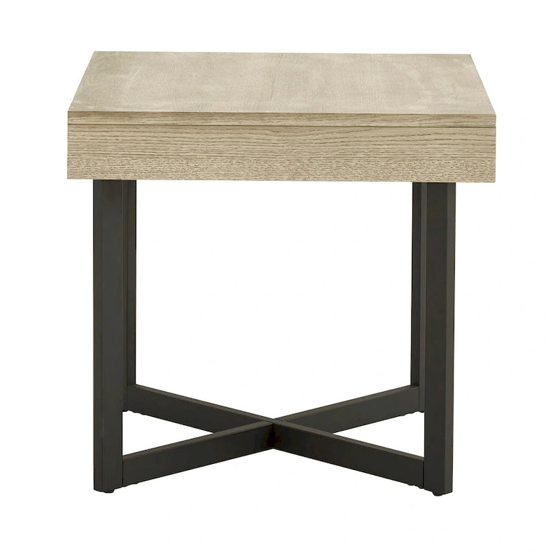 Wood Finish End Table with One Drawer