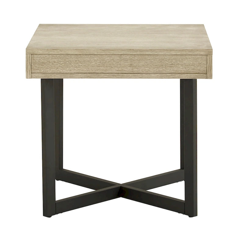 Wood Finish End Table with One Drawer