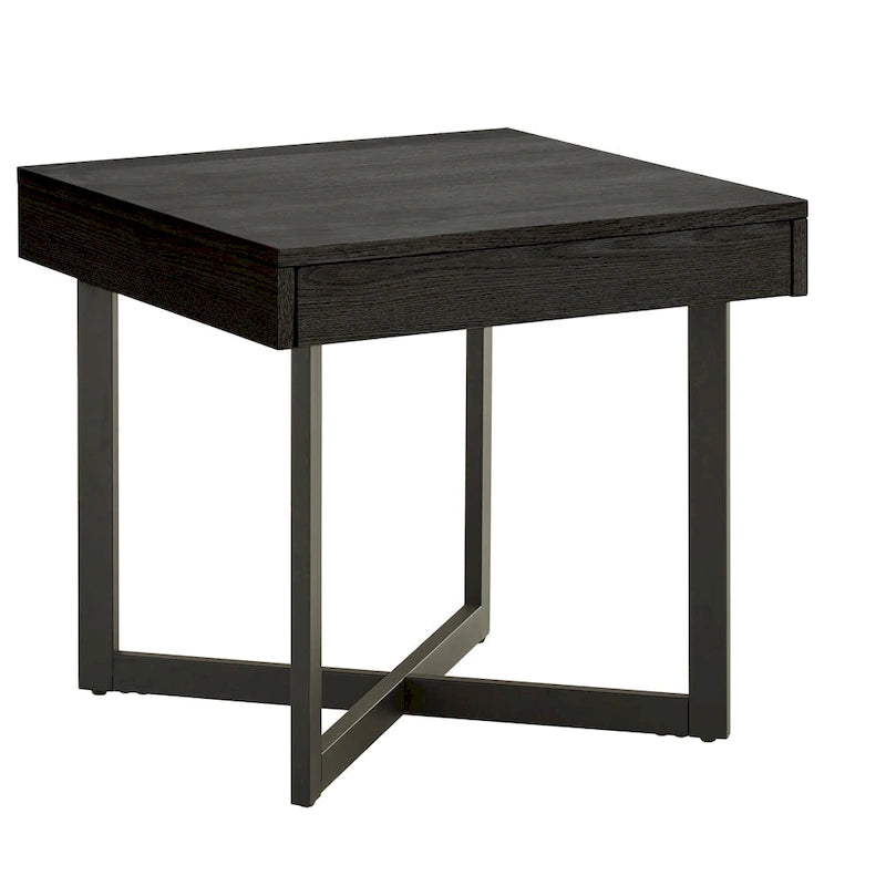 Wood Finish End Table with One Drawer