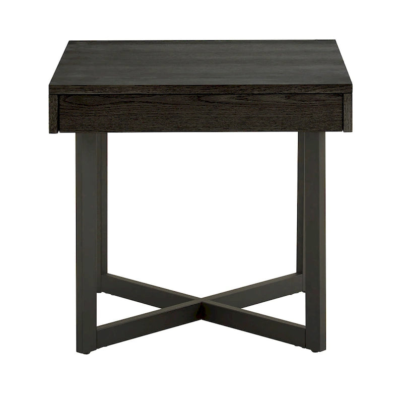 Wood Finish End Table with One Drawer