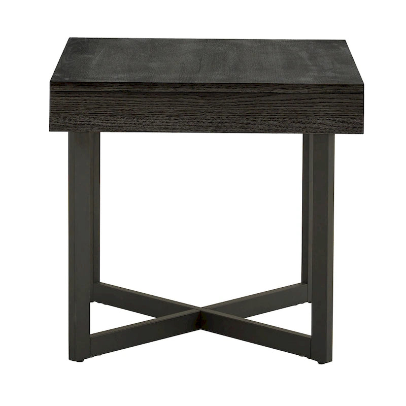 Wood Finish End Table with One Drawer