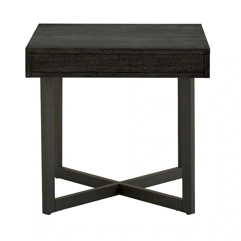 Wood Finish End Table with One Drawer