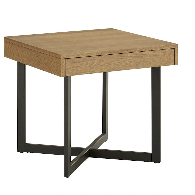Wood Finish End Table with One Drawer