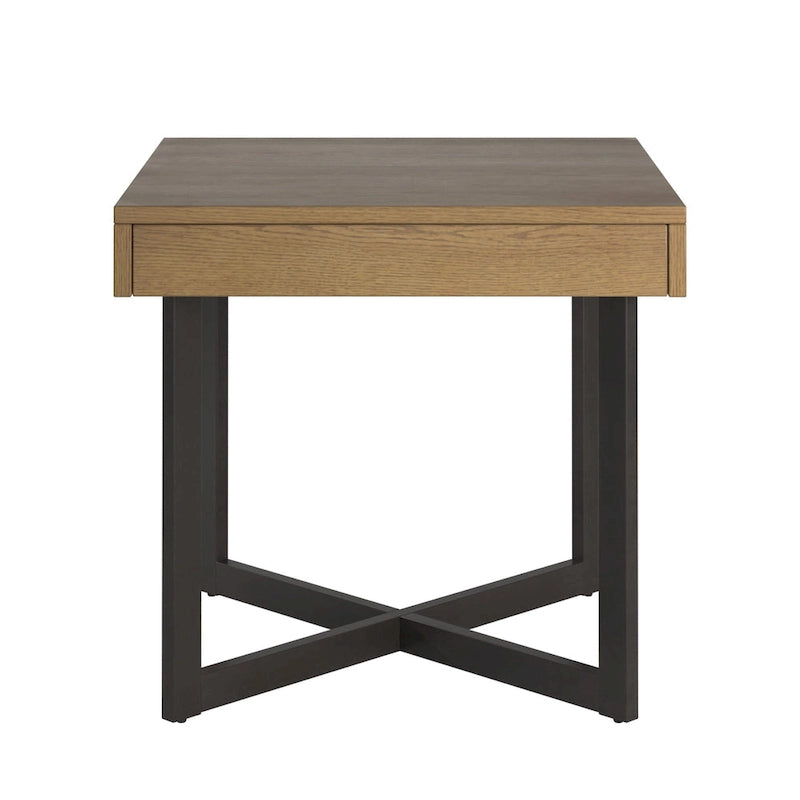 Wood Finish End Table with One Drawer