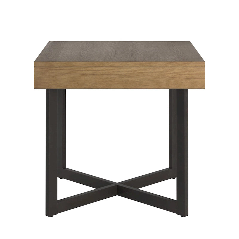Wood Finish End Table with One Drawer