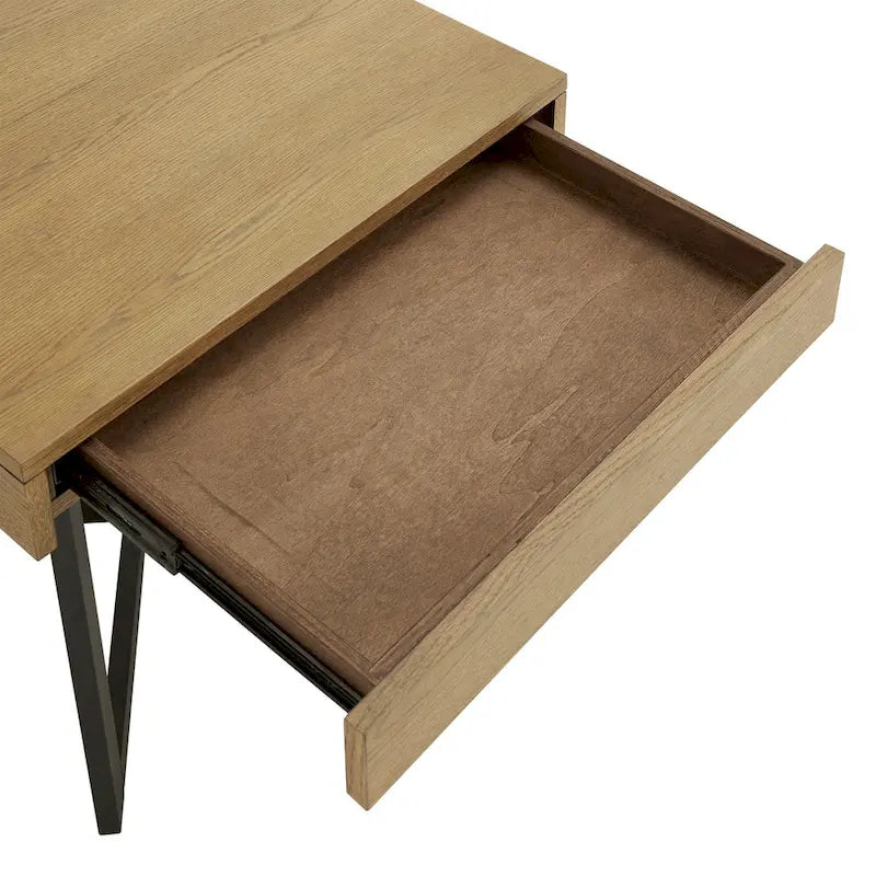 Wood Finish End Table with One Drawer