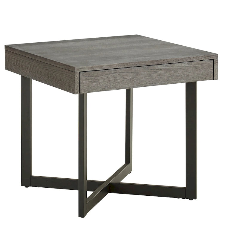 Wood Finish End Table with One Drawer