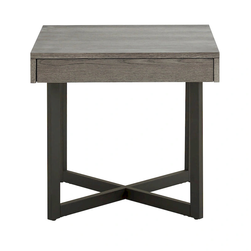 Wood Finish End Table with One Drawer