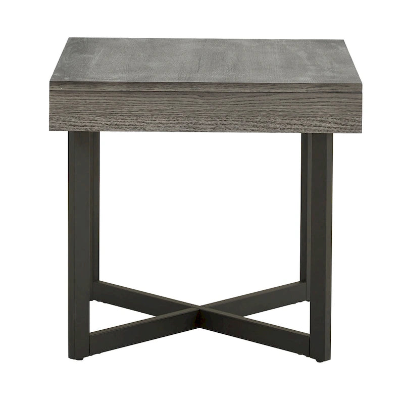 Wood Finish End Table with One Drawer