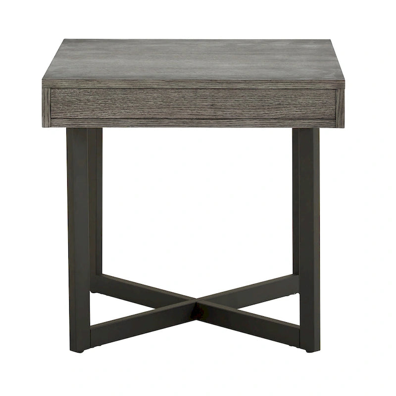 Wood Finish End Table with One Drawer