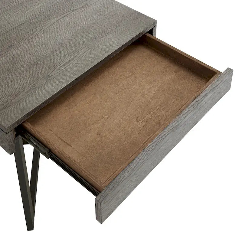Wood Finish End Table with One Drawer