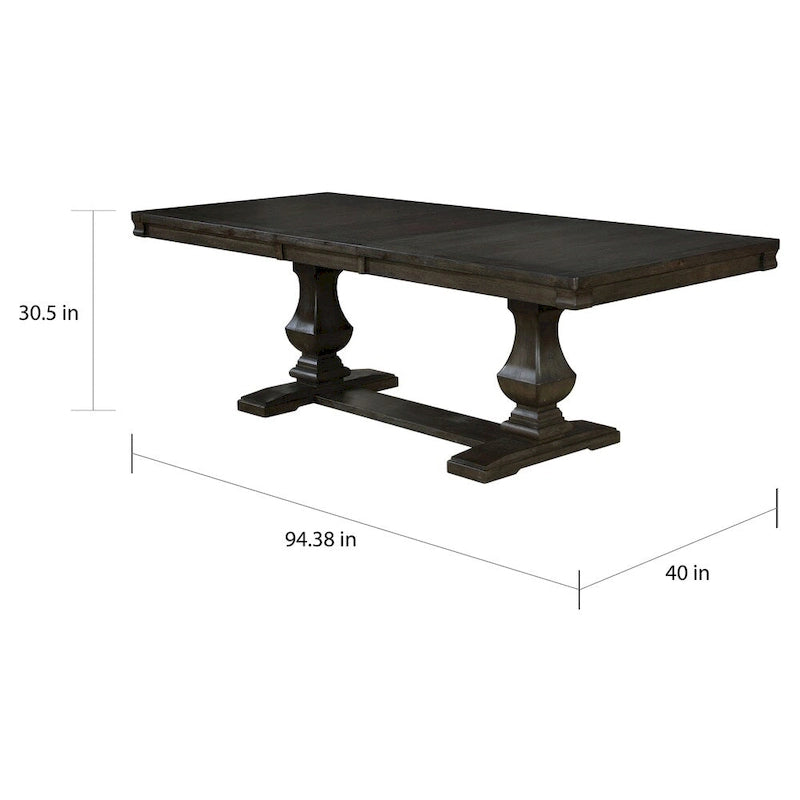 Ruddy Road Espresso 94" Expandable Wood Dining Table with Trestle Base