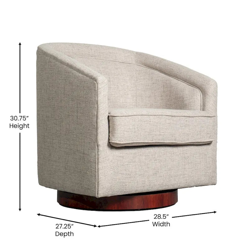 Barrel Accent Chair with 360 Swivel Vinyl Wrapped Base