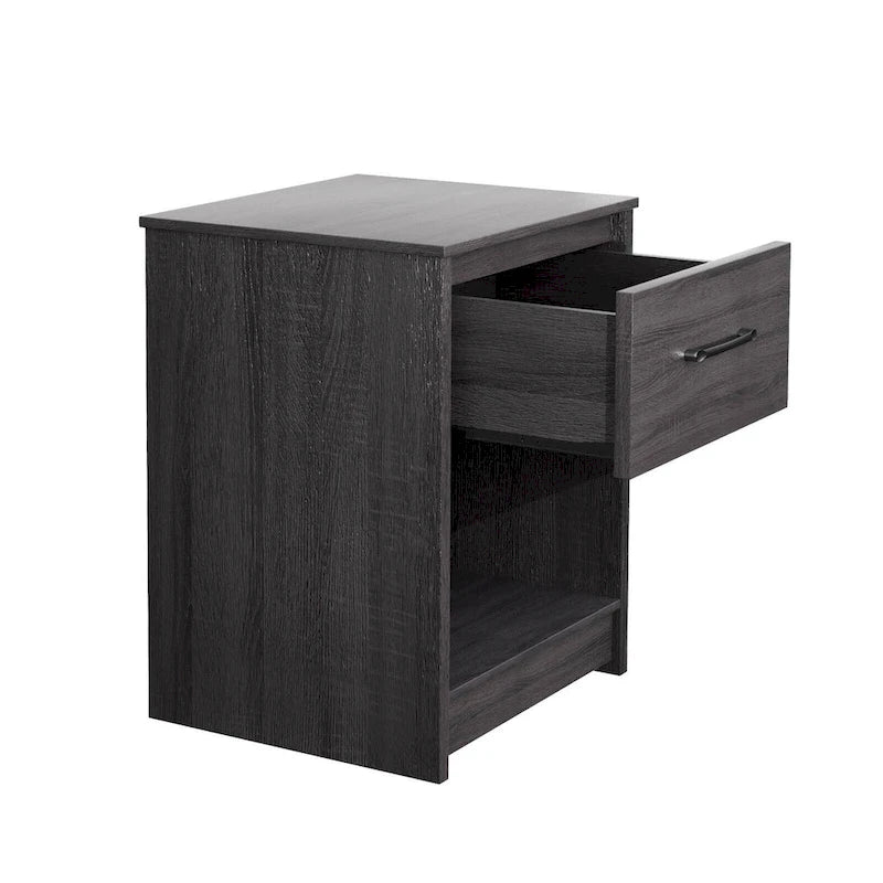 Nightstand with Drawer Storage Shelf Wooden End Side Table