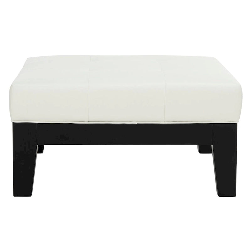 Perri Square White Leather Cocktail Ottoman