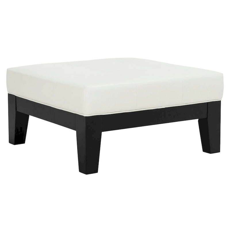 Perri Square White Leather Cocktail Ottoman