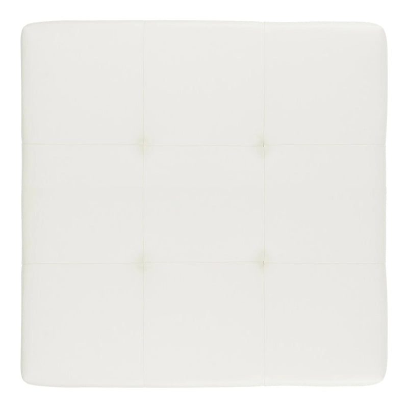 Perri Square White Leather Cocktail Ottoman
