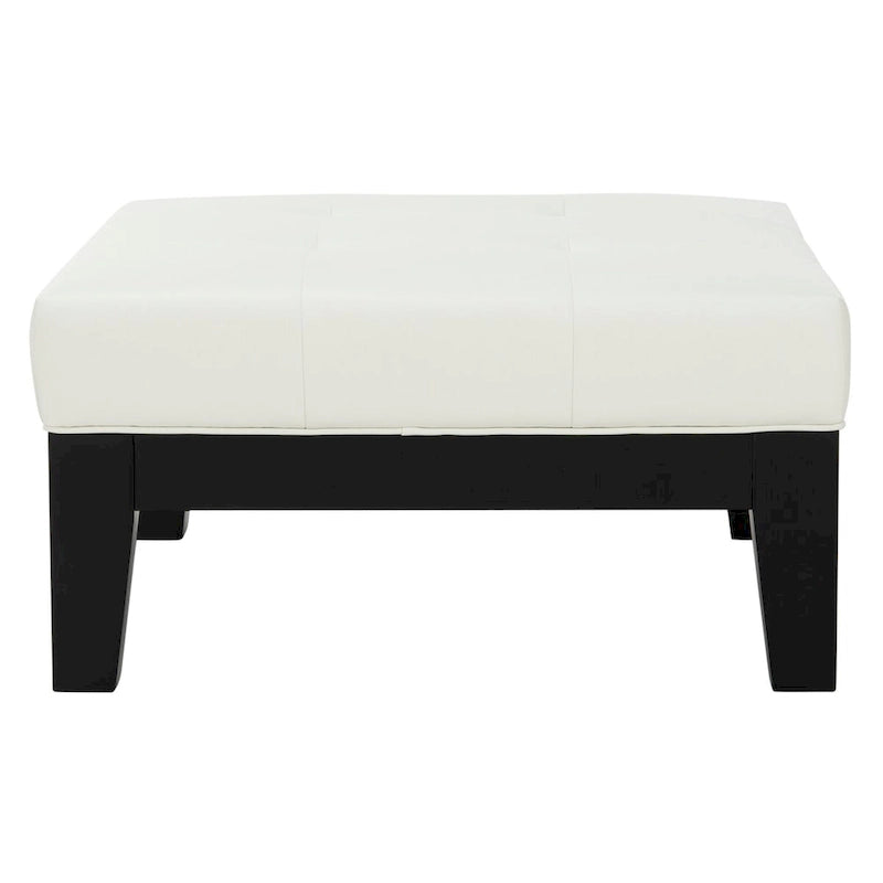 Perri Square White Leather Cocktail Ottoman