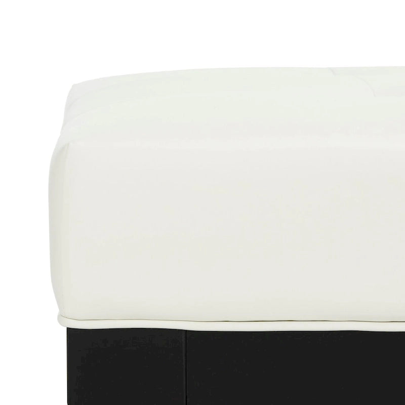 Perri Square White Leather Cocktail Ottoman