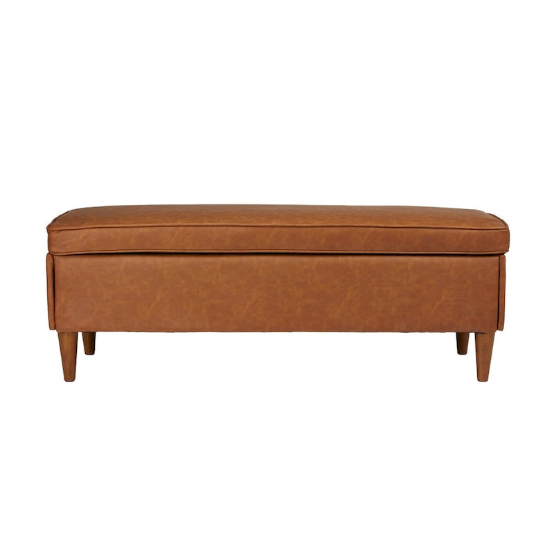 Atley Upholstered Bench with Storage and Solid Wood Legs