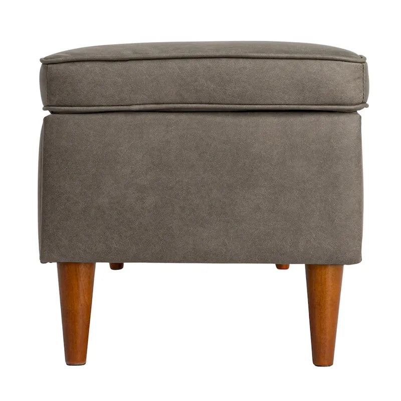 Atley Upholstered Bench with Storage and Solid Wood Legs