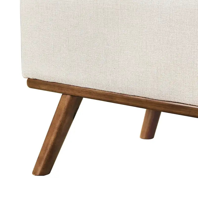 Mid-Century Modern Upholstered Storage Ottoman with Button Tufting