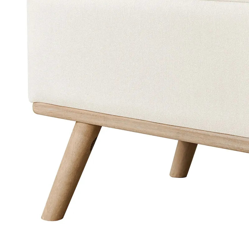 Mid-Century Modern Upholstered Storage Ottoman with Button Tufting