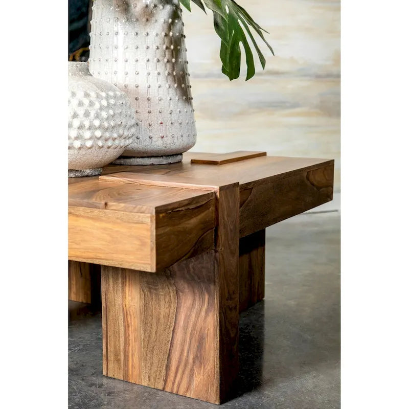 Natural Sheesham Wooden Square Coffee Table