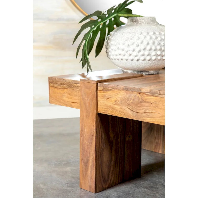 Natural Sheesham Wooden Square Coffee Table