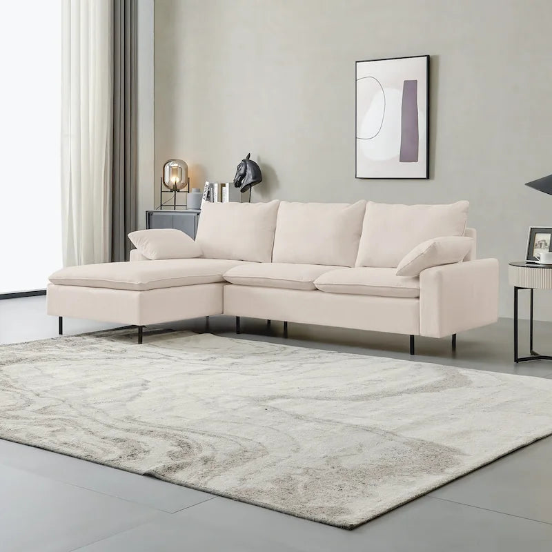 L-Shaped Upholstered Sofa with Chaise