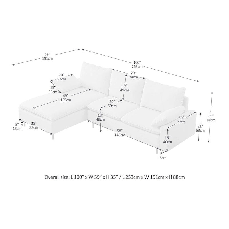 L-Shaped Upholstered Sofa with Chaise