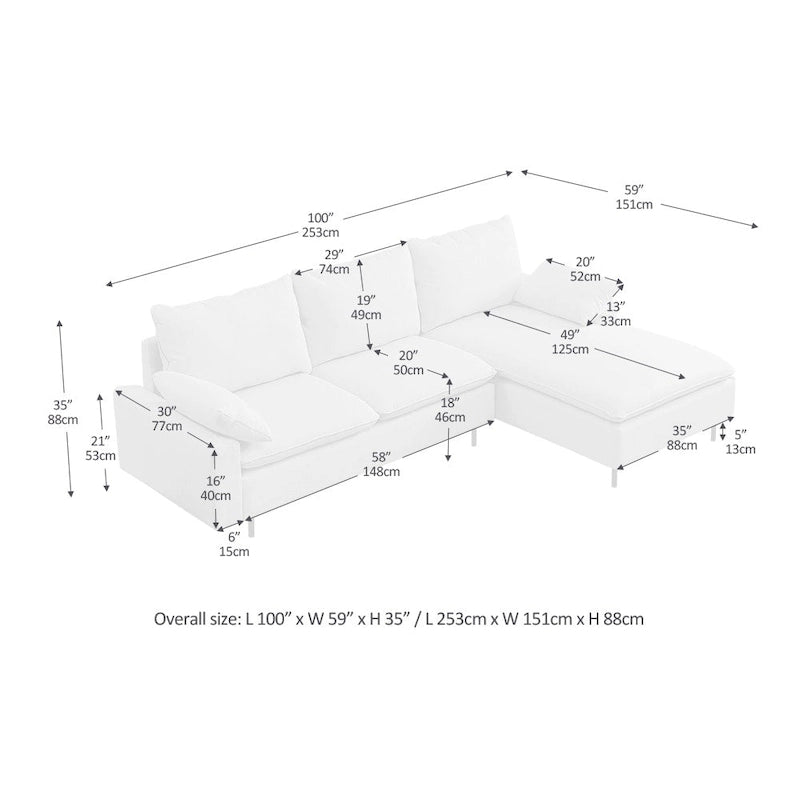 L-Shaped Upholstered Sofa with Chaise