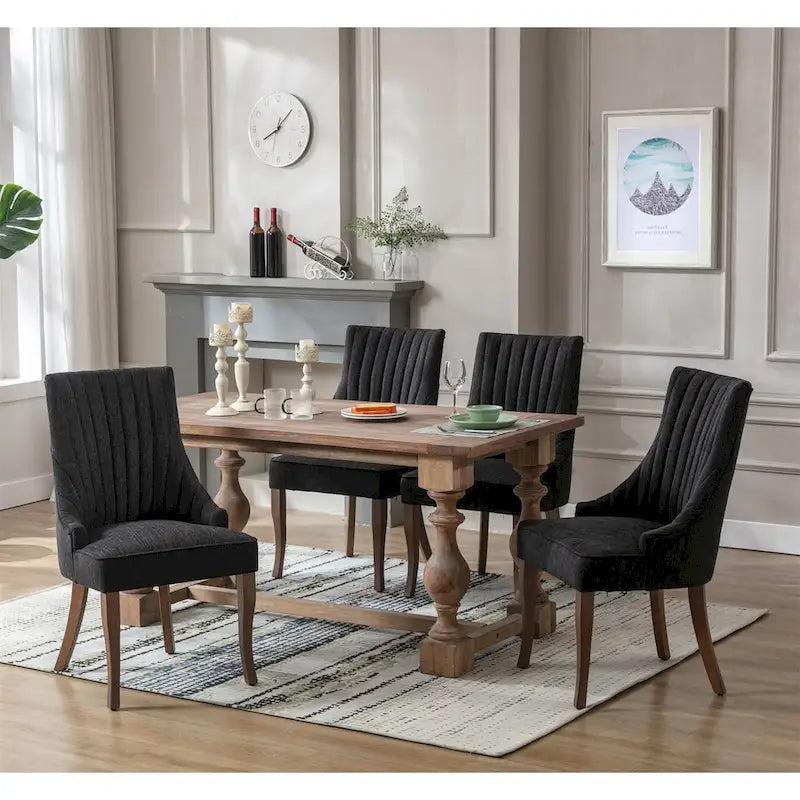 Wingback Upholstered Dining Chairs Set of 2, Fabric Side Dining Room Chairs, Living Room Chairs for Home Kitchen